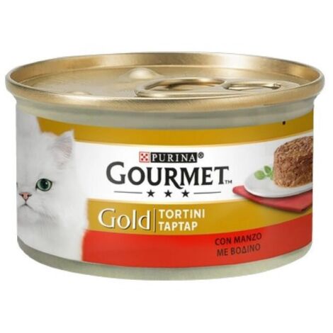 Purina Cat Gourmet Gold Tortini con Manzo  - Purina Cat Gourmet Gold Tortini con Manzo - Lattina Da 85 Gr