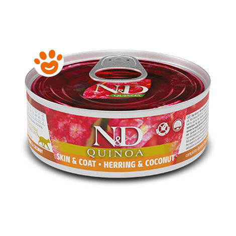 Farmina Cat N&D Quinoa Skin&Coat Aringa e Cocco  - Farmina Cat N&D Quinoa Skin&Coat Aringa e Cocco - Lattina Da 80 Gr