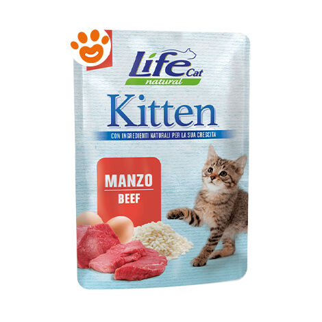 Life Cat Natural Kitten Manzo  - Life Cat Natural Kitten Manzo - Bustina Da 70 Gr