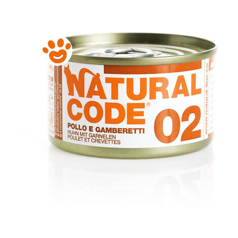 Natural Code 2 Cat Adult al Pollo e Gamberetti  - Natural Code 2 Cat Adult al Pollo e Gamberetti - Lattina Da 85 Gr