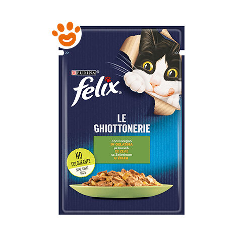 Purina Cat Felix le Ghiottonerie Coniglio in Gelatina - Purina Cat Felix le Ghiottonerie Coniglio in Gelatina - Bustina Da 85 Gr