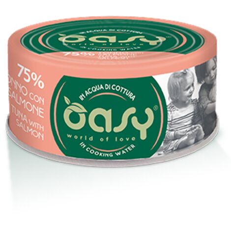 Oasy Cat More Love Tonno con Salmone  - Oasy Cat More Love Tonno con Salmone - Lattina Da 70 Gr