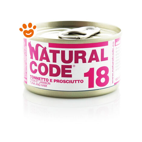 Natural Code Gatto Adulto, in Lattina 85gr 18 Sgombro e Prosciutto