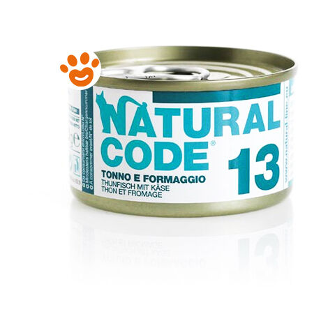 Natural Code Gatto Adulto, in Lattina 85gr 13 Tonno e Formaggio