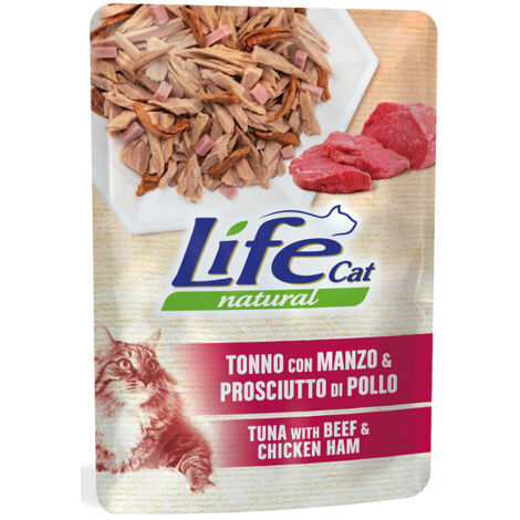 Life Cat Natural in Busta 70gr Tonno Manzo e Prosciutto