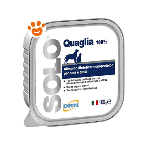 DRN Dog & Cat SOLO Quaglia - DRN Dog & Cat SOLO Quaglia - Vaschetta Da 100 Gr