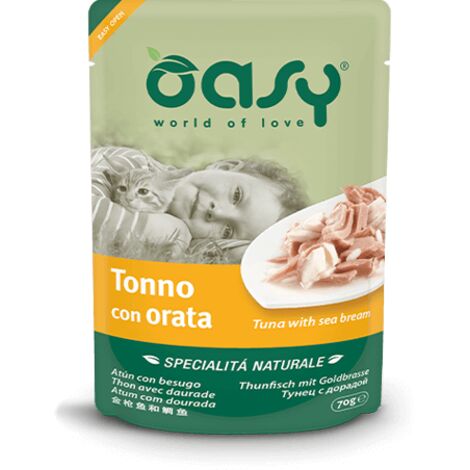 Oasy Cat Specialità Naturali Tonno con Orata  - Oasy Cat Specialità Naturali Tonno con Orata - Lattina Da 70 Gr