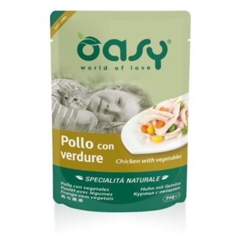 Oasy Cat Specialità Naturali Pollo con Verdure - Oasy Cat Specialità Naturali Pollo con Verdure - Lattina Da 70 Gr