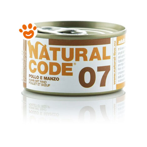 Natural Code Gatto Adulto, in Lattina 85gr 07 Pollo e Manzo