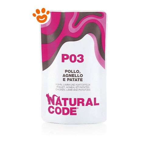 Natural Code Gatto Busta 70g P03 Pollo, Agnello e Patate
