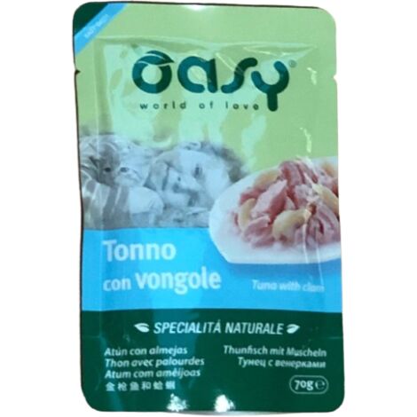 Oasy Cat Specialità Naturali Tonno con Vongole  - Oasy Cat Specialità Naturali Tonno con Vongole - Lattina Da 70 Gr