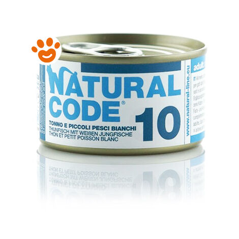 Natural Code Gatto Adulto, in Lattina 85gr 10 Piccoli Pesci Bianchi