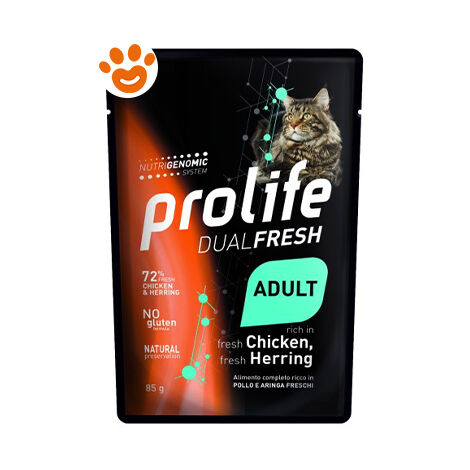Prolife Cat Dualfresh Adult Pollo e Aringa  - Prolife Cat Dualfresh Adult Pollo e Aringa - Bustina Da 85 Gr