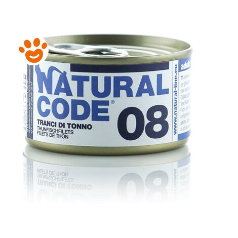 Natural Code 8 Cat Adult ai Tranci di Tonno  - Natural Code 8 Cat Adult ai Tranci di Tonno - Lattina Da 85 Gr