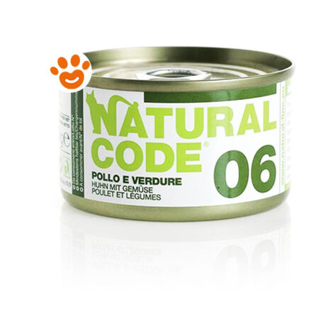 Natural Code 6 Cat Adult al Pollo e Verdure  - Natural Code 6 Cat Adult al Pollo e Verdure - Lattina Da 85 Gr
