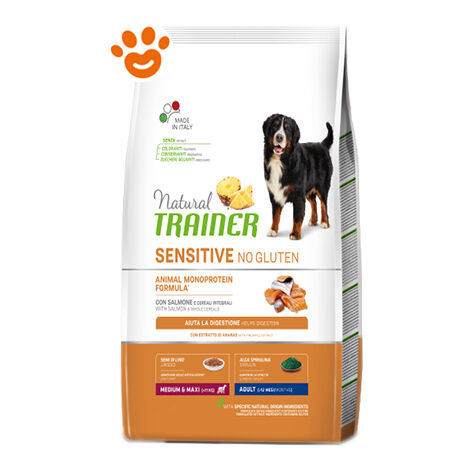 Trainer Natural Dog Sensitive No Gluten Adult Medium Maxi Salmone - Trainer Natural Dog Sensitive No Gluten Adult Medium Maxi Salmone - Sacco Da 12 Kg