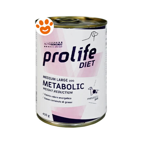 Prolife Dog Diet Veterinary Metabolic Weight Reduction Medium Large  - Prolife Dog Diet Veterinary Metabolic Weight Reduction Medium Large - Lattina Da 400 Gr