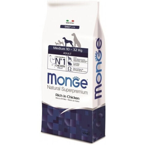 MONGE CIBO SECCO CANE CROCCANTINI MEDIUM POLLO 12 KG