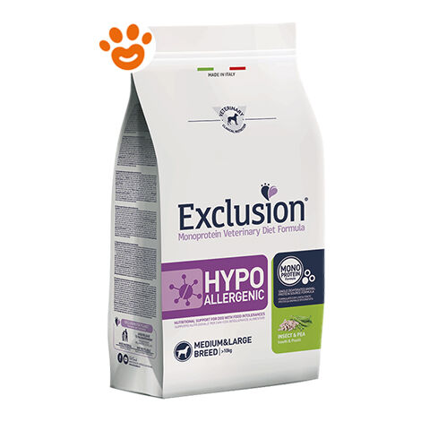 Exclusion Dog Hypoallergenic Adult Medium Large Breed Insetti e Piselli - Exclusion Dog Hypoallergenic Adult Medium Large Breed Insetti e Piselli - Sacco Da 12 Kg