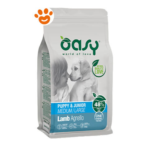 Oasy Dog Puppy & Junior Medium/Large Monoproteico Agnello - Oasy Dog Puppy & Junior Medium/Large Monoproteico Agnello - Sacco Da 12 Kg