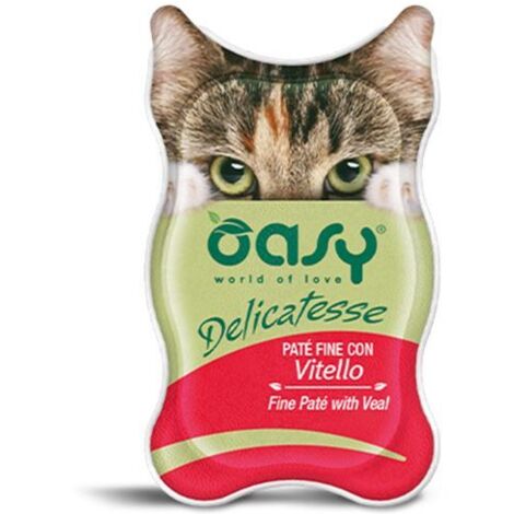 Oasy Cat Delicatesse Paté con Vitello  - Oasy Cat Delicatesse Paté con Vitello - Vaschetta Da 85 Gr