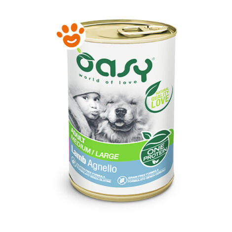 Oasy Dog One Protein Adult Medium Large Agnello  - Oasy Dog One Protein Adult Medium Large Agnello - Lattina Da 400 Gr