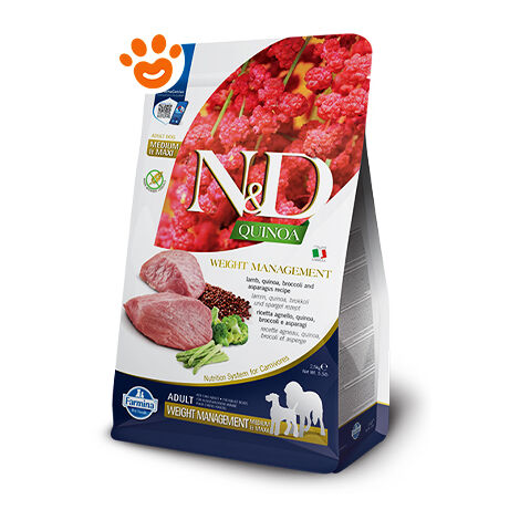 Farmina Dog N&D Quinoa Weight Management Adult Medium Large Agnello - Farmina Dog N&D Quinoa Weight Management Adult Medium Large Agnello - Sacco Da 7 Kg