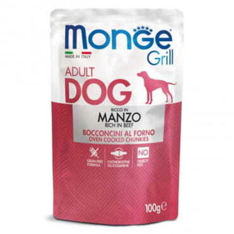 Monge Dog Grill Adult Manzo - Monge Dog Grill Adult Manzo - Bustina Da 100 Gr