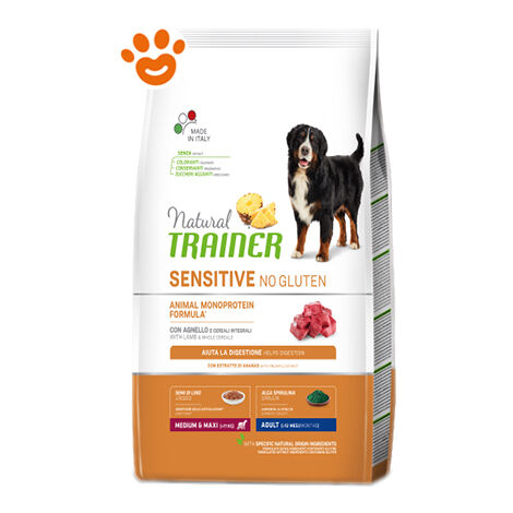 Trainer Natural Dog Sensitive No Gluten Adult Medium Maxi Agnello - Trainer Natural Dog Sensitive No Gluten Adult Medium Maxi Agnello - Sacco Da 12 Kg