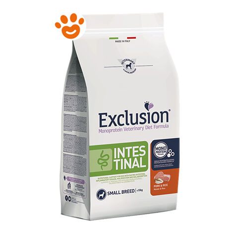 Exclusion Dog Intestinal Adult Small Breed Maiale e Riso  - Exclusion Dog Intestinal Adult Small Breed Maiale e Riso - Sacco Da 800 Gr
