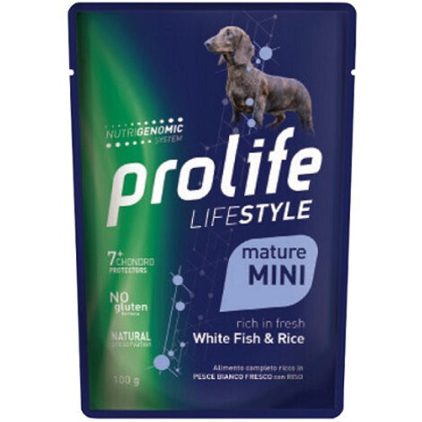 Prolife Dog Lifestyle Adult Mature Mini Pesce Bianco e Riso  - Prolife Dog Lifestyle Adult Mature Mini Pesce Bianco e Riso - Bustina Da 100 Gr