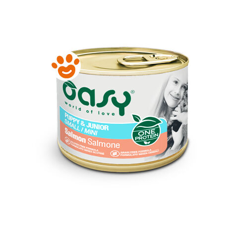 Oasy Dog One Protein Puppy Junior Small Mini Salmone  - Oasy Dog One Protein Puppy Junior Small Mini Salmone - Lattina Da 200 Gr