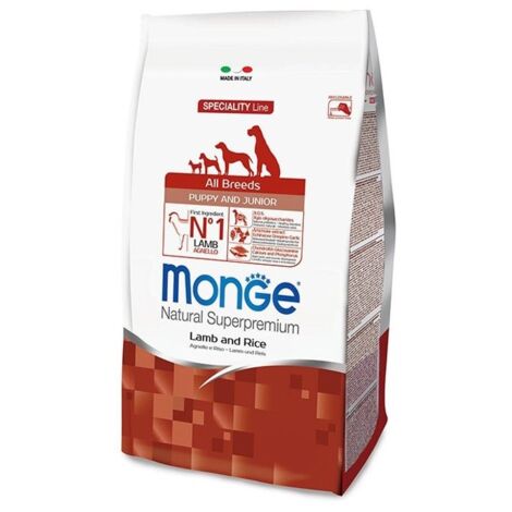 Monge Dog Natural Superpremium All Breeds Puppy e Junior Agnello e Riso - Monge Dog Natural Superpremium All Breeds Puppy e Junior Agnello e Riso - Sacco Da 12 Kg