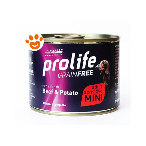 Prolife Dog Grainfree Sensitive Adult Mini Manzo e Patate  - Prolife Dog Grainfree Sensitive Adult Mini Manzo e Patate - Lattina Da 200 Gr