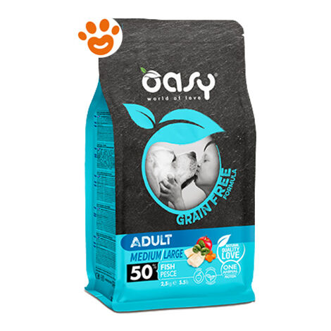 Oasy Dog Grain Free Adult Medium/Large Pesce  - Oasy Dog Grain Free Adult Medium/Large Pesce - Sacco Da 12 Kg (1/2)
