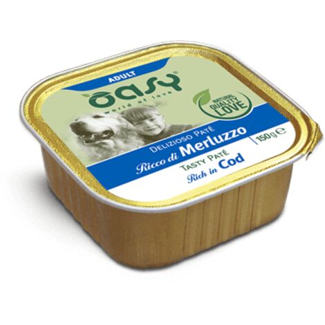 Oasy Dog Delizioso Patè Adult Merluzzo  - Oasy Dog Delizioso Patè Adult Merluzzo - Vaschetta Da 150 Gr