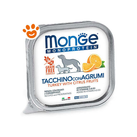 Monge Dog Monoprotein Adult Tacchino e Agrumi  - Monge Dog Monoprotein Adult Tacchino e Agrumi - Vaschetta Da 150 Gr (1/3)