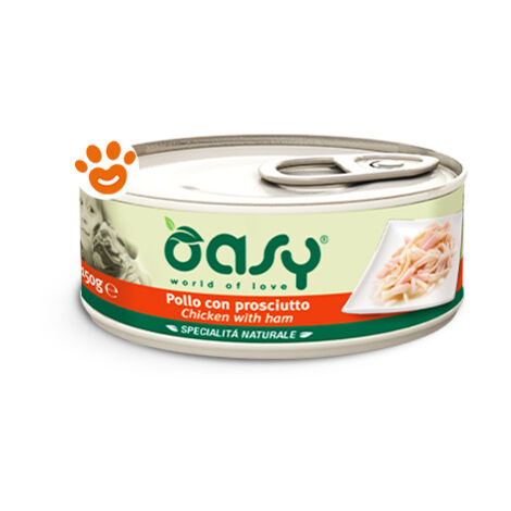 Oasy Dog Specialità Naturali Pollo con Prosciutto  - Oasy Dog Specialità Naturali Pollo con Prosciutto - Lattina Da 150 Gr