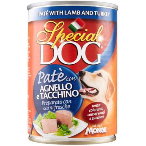 Monge Special Dog Adult Patè Agnello e Tacchino  - Monge Special Dog Adult Patè Agnello e Tacchino - Lattina Da 400 Gr