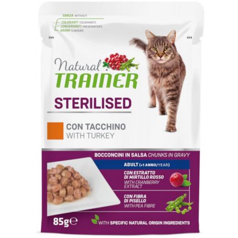 Natural Trainer Gatto Busta 85gr Sterilised Tacchino