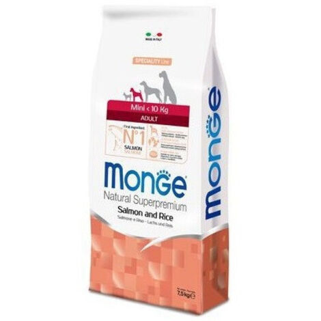 Monge Natural Cane Taglia Piccola, Crocchette - Adult, Salmone e Riso 7,5kg