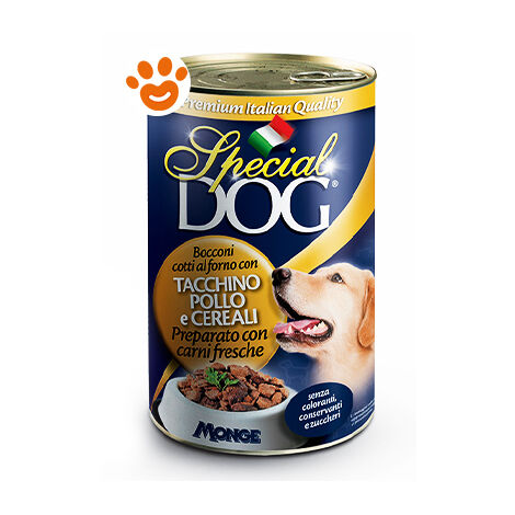Monge Special Dog Adult Bocconi Tacchino, Pollo e Cerali  - Monge Special Dog Adult Bocconi Tacchino, Pollo e Cerali - Lattina Da 1275 Gr
