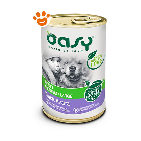 Oasy Dog Adult Medium/Large Monoproteico Anatra  - Oasy Dog Adult Medium/Large Monoproteico Anatra - Lattina Da 400 Gr