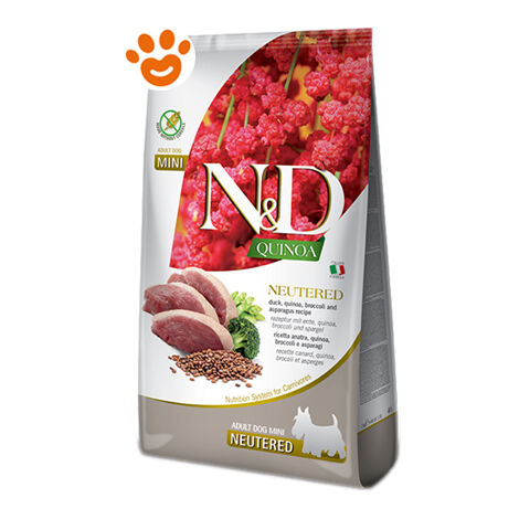 Farmina Dog N&ampD Quinoa Neutered Adult Mini Anatra Broccoli e Asparagi  - Farmina Dog N&ampD Quinoa Neutered Adult Mini Anatra Broccoli e Asparagi - Sacco Da 7 Kg