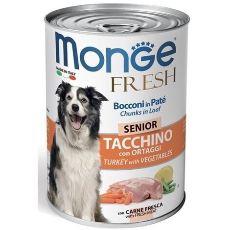 Monge Fresh Cane Patè 400gr Senior Tacchino con Ortaggi