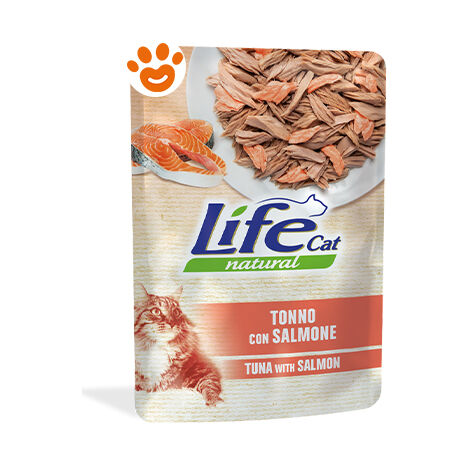 Life Cat Natural Tonno con Salmone  - Life Cat Natural Tonno con Salmone - Bustina Da 70 Gr