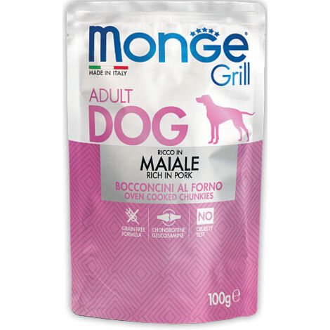 Monge Dog Grill Adult Maiale  - Monge Dog Grill Adult Maiale - Bustina Da 100 Gr