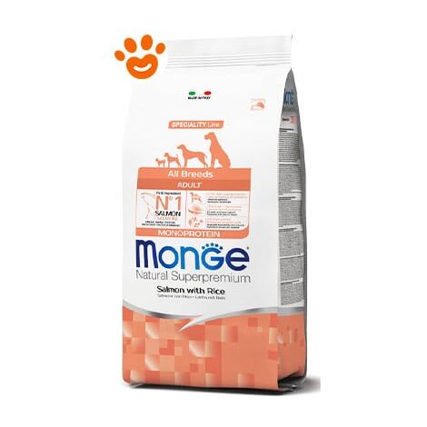 Monge Dog Natural Superpremium Adult All Breeds Salmone e Riso  - Monge Dog Natural Superpremium Adult All Breeds Salmone e Riso - Sacco Da 12 Kg