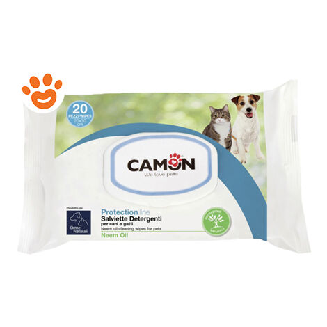 Camon Dog&Cat Orme Naturali Salviette Detergenti  - Camon Dog&Cat Orme Naturali Salviette Detergenti - Confezione da 20 Salviette 20x30 cm