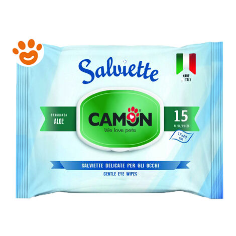 Camon Dog & Cat Salviette Delicate per Occhi Aloe  - Camon Dog & Cat Salviette Delicate per Occhi Aloe - Confezione da 15 Salviette